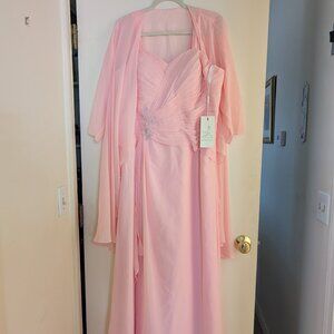 New pink evening dress with sheer jacket